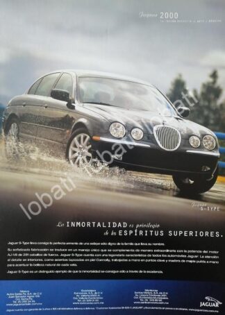 CARTEL ANTIGUO ORIGINAL DE AUTOS JAGUAR TIPO S. 2000 /962