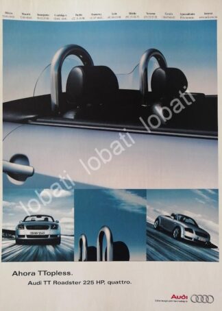 CARTEL ANTIGUO ORIGINAL DE AUTOS AUDI TT ROADSTER 1999 /961