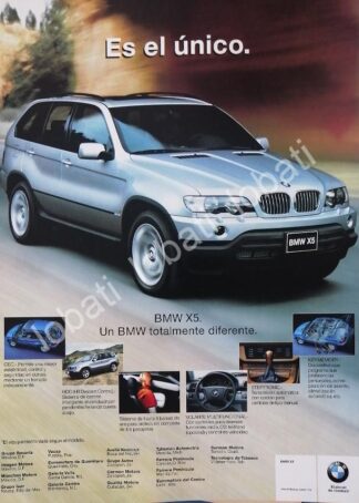 CARTEL ANTIGUO ORIGINAL DE AUTOS BMW X5 2000 /955