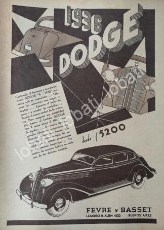 CARTEL ANTIGUO ORIGINAL DE AUTOS DODGE 6V 1936 /954 MUY RARO