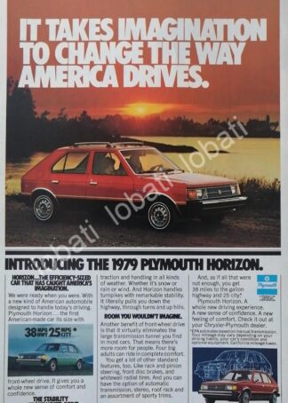 CARTEL ANTIGUO ORIGINAL DE AUTOS CHRYSLER PLYMOUTH HORIZON 1979 /949