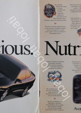 CARTEL ANTIGUO ORIGINAL DE AUTOS CHRYSLER DODGE AVENGER 1996 /948