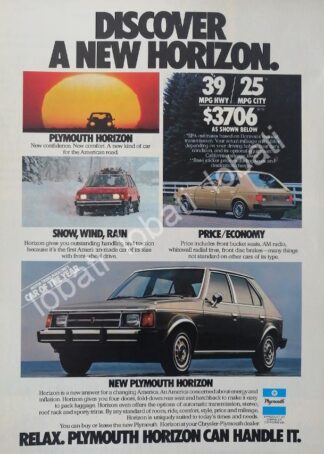 CARTEL ANTIGUO ORIGINAL DE AUTOS CHRYSLER PLYMOUTH HORIZON 1977 /945