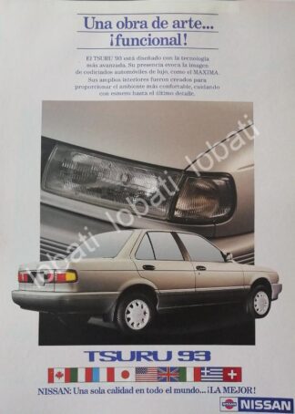 CARTEL ANTIGUO ORIGINAL DE AUTOS NISSAN TSURU 1993 /937