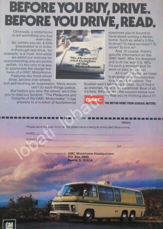 CARTEL ANTIGUO ORIGINAL DE AUTOS CASA RODANTE GMC 1969 /933