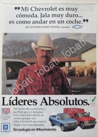CARTEL ANTIGUO ORIGINAL DE AUTOS Y CAMIONES CHEVROLET 1993 /922