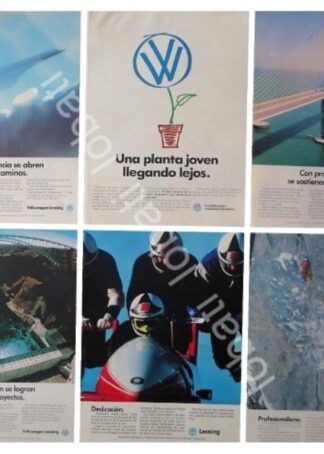 CARTEL ANTIGUO ORIGINAL DE SET DE 6 AFICHES DE VOLKSWAGEN 1991-92 /915