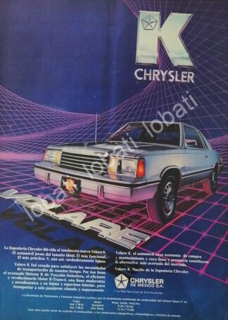 CARTEL ANTIGUO ORIGINAL DE AUTOS CHRYSLER VOLARE 1986 /914 TMED