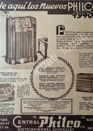 CARTEL ANTIGUO ORIGINAL DE PUBLICIDAD ANTIGUA RADIOS PHILCO 1935 /392