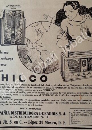 CARTEL ANTIGUO ORIGINAL DE MINI CARTEL RADIOS PHILCO 1935 /389