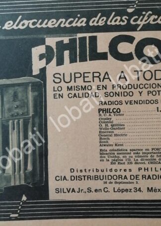 CARTEL ANTIGUO ORIGINAL DE RADIOS PHILCO 1935 /387