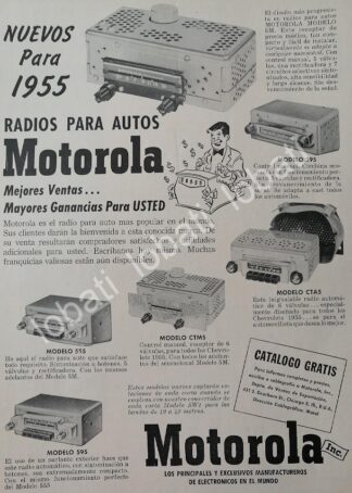 CARTEL ANTIGUO ORIGINAL DE AUTO ESTEREOS MOTOROLA 1955 /378 MUY RARO