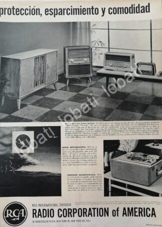 CARTEL ANTIGUO ORIGINAL DE RADIOS Y SISTEMAS DE AUDIO RCA 1956 /360