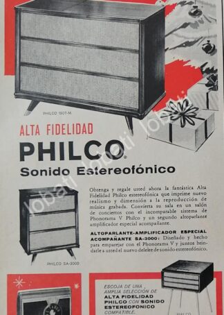 CARTEL ANTIGUO ORIGINAL DE RADIOS Y TOCADISCOS PHILCO 1958 /358