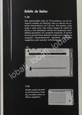 CARTEL ANTIGUO ORIGINAL DE RADIOS NATIONAL MATSUSHITA T-20 1960 /357