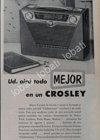 CARTEL ANTIGUO ORIGINAL DE RADIOS CROSLEY 1954 /355