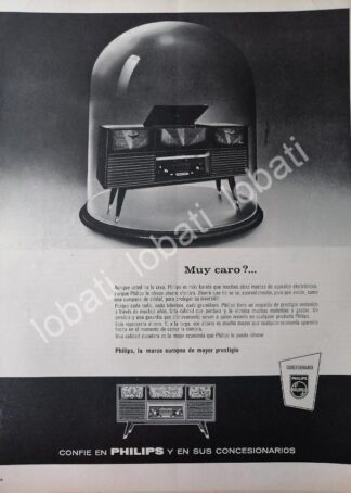 CARTEL ANTIGUO ORIGINAL DE RADIOS Y CONSOLA DE AUDIO PHILIPS 1963 /353
