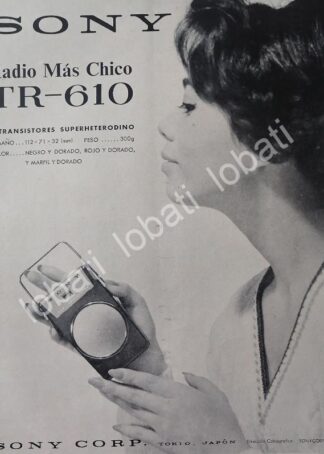 CARTEL ANTIGUO ORIGINAL DE RADIOS DE BOLSILLO SONY TR-610 1958 /347