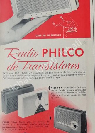 CARTEL ANTIGUO ORIGINAL DE RADIOS PHILCO DE BOLSILLO 1960s /342