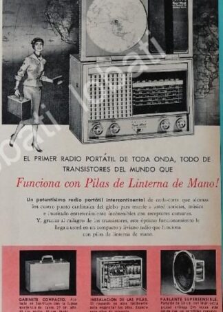 CARTEL ANTIGUO ORIGINAL DE RADIOS PHILCO TRANS-WORLD 1958 /341