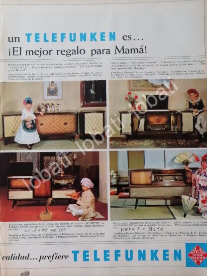 CARTEL ANTIGUO ORIGINAL DE RADIOS, TELEVISORES Y CONSOLAS TELEFUNKEN 1960s /317 - Image 3