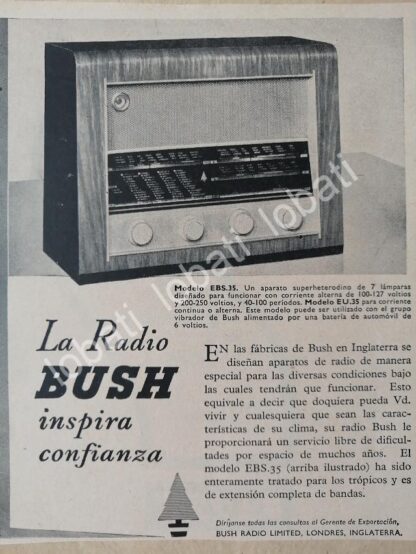 CARTEL ANTIGUO ORIGINAL DE SET DE 4 MINI AFICHES RADIOS BUSH 1950s/ 299 - Image 3