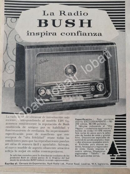 CARTEL ANTIGUO ORIGINAL DE SET DE 4 MINI AFICHES RADIOS BUSH 1950s/ 299 - Image 2