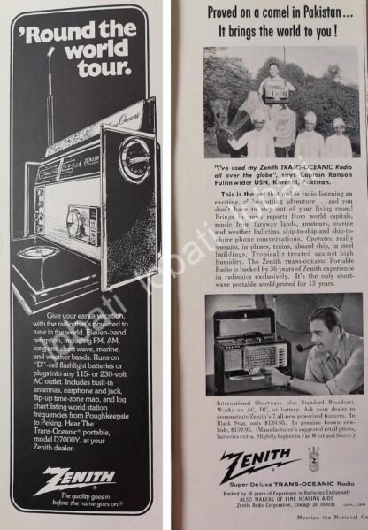 CARTEL ANTIGUO ORIGINAL DE SET DE 4 AFICHES RADIOS ZENITH TRANSOCEANICO 1960s/ 298 - Image 3