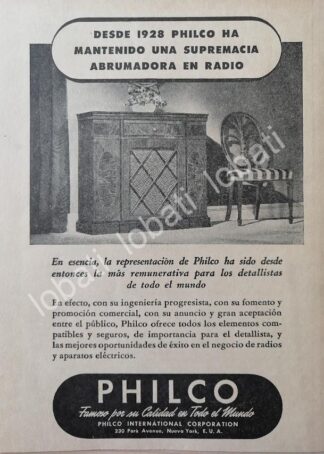 CARTEL ANTIGUO ORIGINAL DE MINI CARTEL RADIOS PHILCO 1930s/ 292