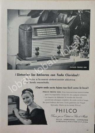 CARTEL ANTIGUO ORIGINAL DE MINI CARTEL RADIOS ZENITH TROPIC 828 / 288