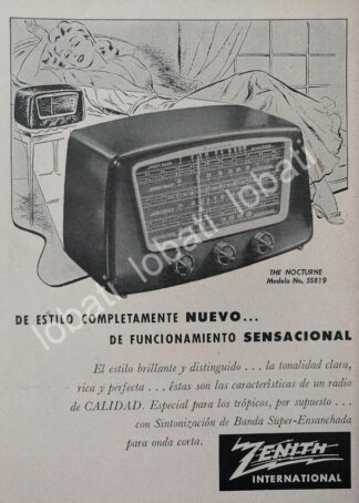 CARTEL ANTIGUO ORIGINAL DE MINI RADIOS ZENITH 5S819 1940s / 282
