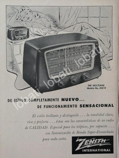 CARTEL ANTIGUO ORIGINAL DE MINI RADIOS ZENITH 5S819 1940s / 282