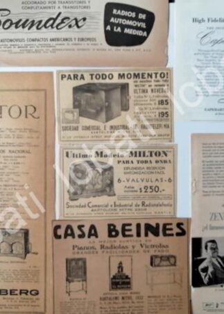 CARTEL ANTIGUO ORIGINAL DE SET DE 7 MINI CARTELES DE RADIOS 1920s - 50s / 273