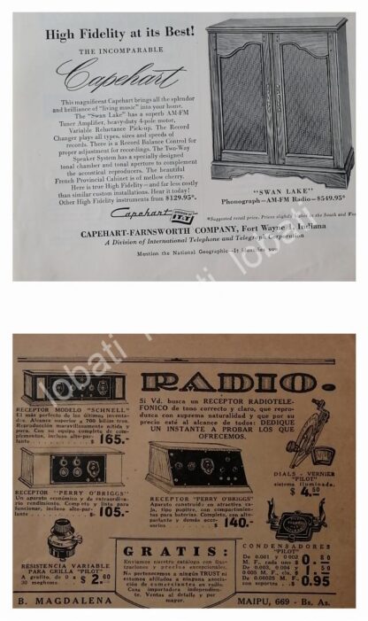 CARTEL ANTIGUO ORIGINAL DE SET DE 5 MINI CARTELES DE RADIOS 1930s - 50s / 271 - Image 2