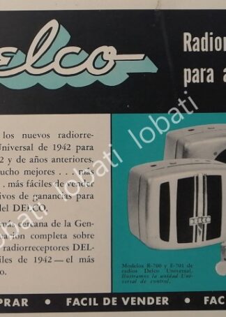 CARTEL ANTIGUO ORIGINAL DE MINI CARTEL RADIOS DELCO 1950s / MUY RARO / 270