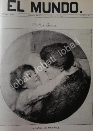 PORTADA ANTIGUA ORIGINAL  ARTISTICA 1899. CARIÑO MATERNAL