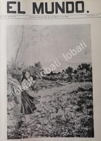 PORTADA ANTIGUA ORIGINAL  1899. DE MENDEZ BRINGA, LAS PRIMERAS FLORES