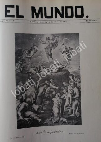 PORTADA ANTIGUA ORIGINAL  1899. LA TRASFIGURACION / ARTE SACRO, RLG