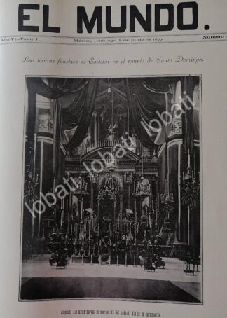 PORTADA ANTIGUA ORIGINAL  1899. FUNERALES DE EMILIO CASTELAR