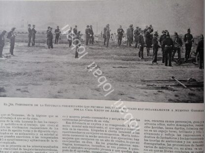 CARTEL ANTIGUO ORIGINAL DE PORFIRIO DIAZ EN EJERCICIOS MILITARES CON CAÑON KRUPP 1899 / MLT - Image 2