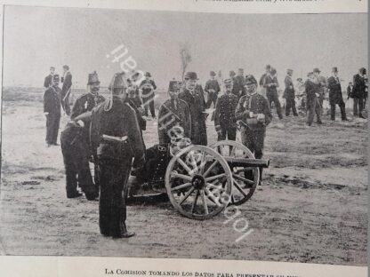 CARTEL ANTIGUO ORIGINAL DE PORFIRIO DIAZ EN EJERCICIOS MILITARES CON CAÑON KRUPP 1899 / MLT - Image 3