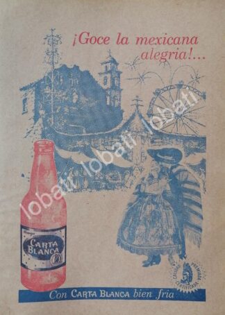 CARTEL ANTIGUO ORIGINAL DE CERVEZA CARTA BLANCA 1964 /228. CERVECERIA CUAUHTEMOC