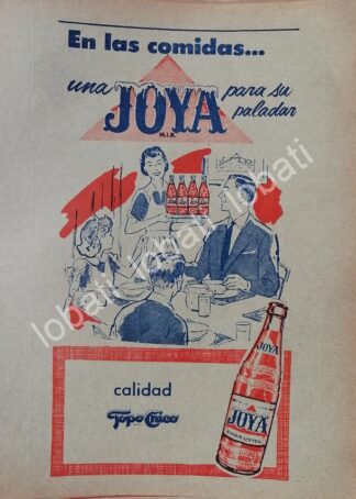 CARTEL ANTIGUO ORIGINAL DE REFRESCO JOYA / EMBOTELLADORA TOPO CHICO 1960 /232