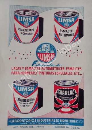 CARTEL ANTIGUO ORIGINAL DE PINTURAS DELUXO. LIMSA 1953 /749 MONTERREY