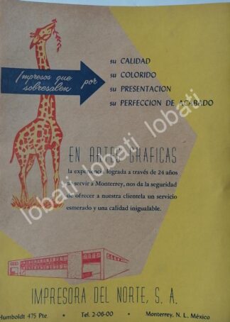CARTEL ANTIGUO ORIGINAL DE IMPRESORA MONTERREY 1964. /746