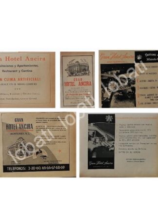 CARTEL ANTIGUO ORIGINAL DE SET DE 5 AFICHES. HOTEL ANCIRA DE MONTERREY 1940s-50s /725