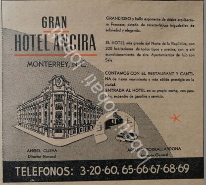 CARTEL ANTIGUO ORIGINAL DE SET DE 5 AFICHES. HOTEL ANCIRA DE MONTERREY 1940s-50s /725 - Image 5
