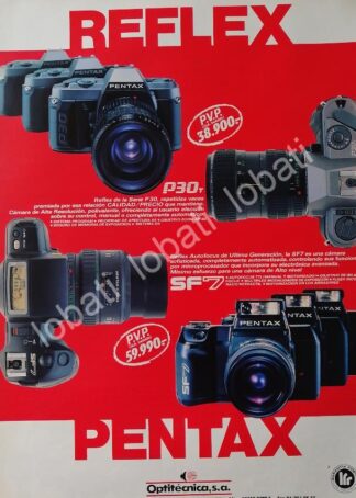 CARTEL ANTIGUO ORIGINAL DE CAMARAS FOTOGRAFICAS PENTAX P30 & MAS 1990s /574
