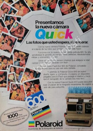 CARTEL ANTIGUO ORIGINAL DE CAMARAS FOTOGRAFICAS POLAROID QUICK 610 1980s /573