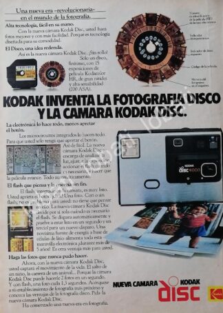 CARTEL ANTIGUO ORIGINAL DE CAMARAS FOTOGRAFICAS KODAK DISC 1980s /571